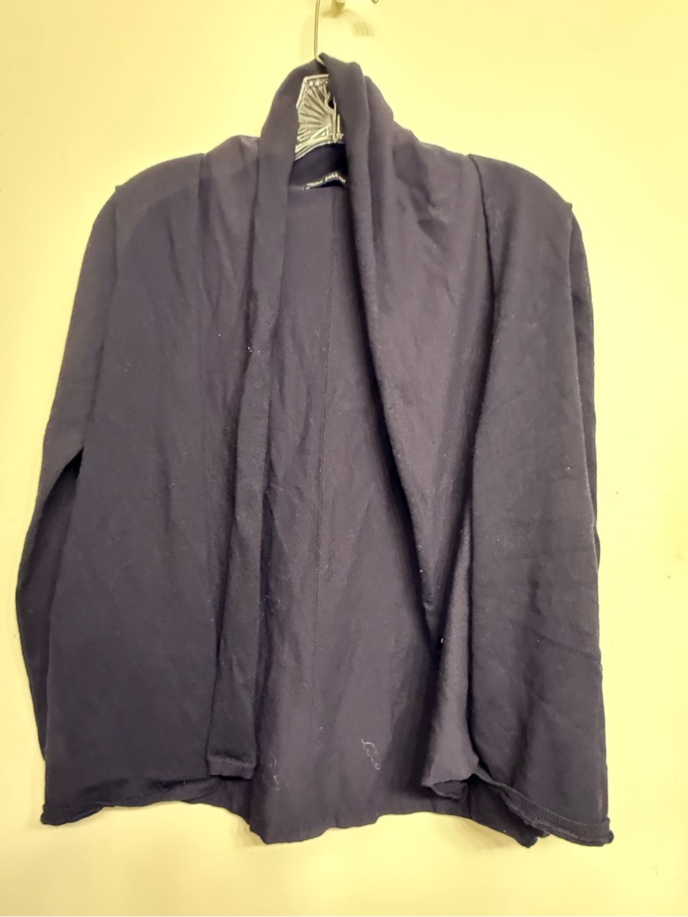 Zara Knit Navy Open Front Cardigan Sweater Size XS | Lightweight Shawl Collar